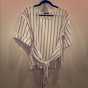 White and Black striped loose fit shirt